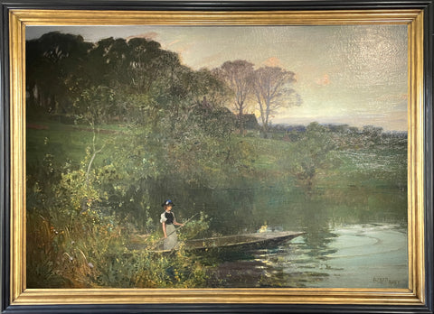 Oil Painting, very large,  'Twilight on the River' by Sir Alfred East RA, RBA (1844 – 1913)