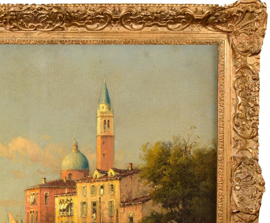 Oil painting by Antoine Bouvard "The Grand Canal Venice, view of San Giorgio Maggiore"