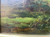 Oil on canvas by Eugene Verboeckhoven (1796-1881) & Alexander Daiwaille (1818-1888) Landscape with cattle & sheep on a farm track.