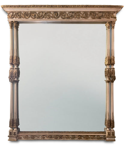 Overmantle Mirror, 19th Century French gilded & painted.