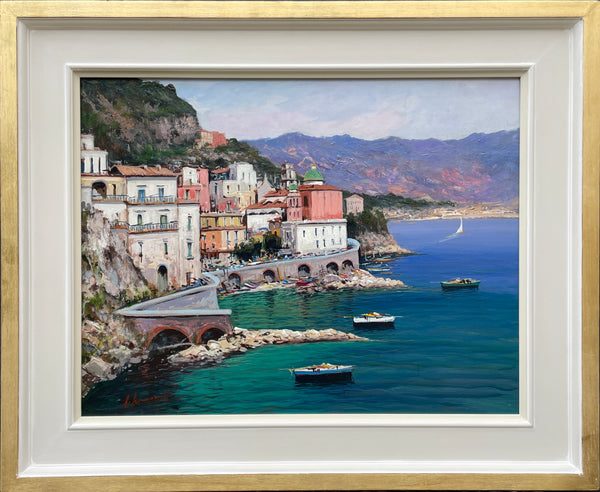 Oil Painting 'Amalfi Coast, Atrani' by Antonio Iannicelli – Garners