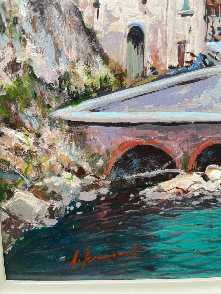 Oil Painting 'Amalfi Coast, Atrani' by Antonio Iannicelli