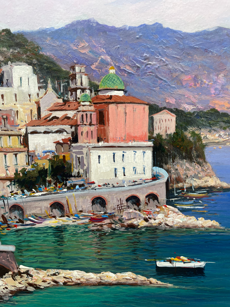 Oil Painting 'Amalfi Coast, Atrani' by Antonio Iannicelli
