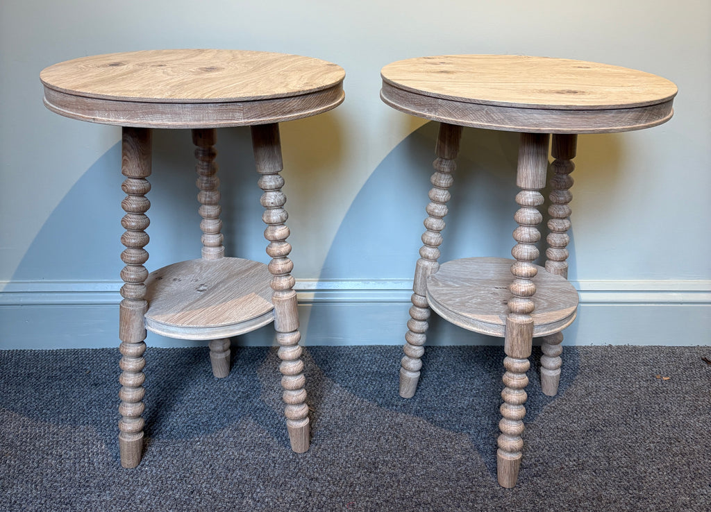 Side Tables in Oak with Bobbin Legs.