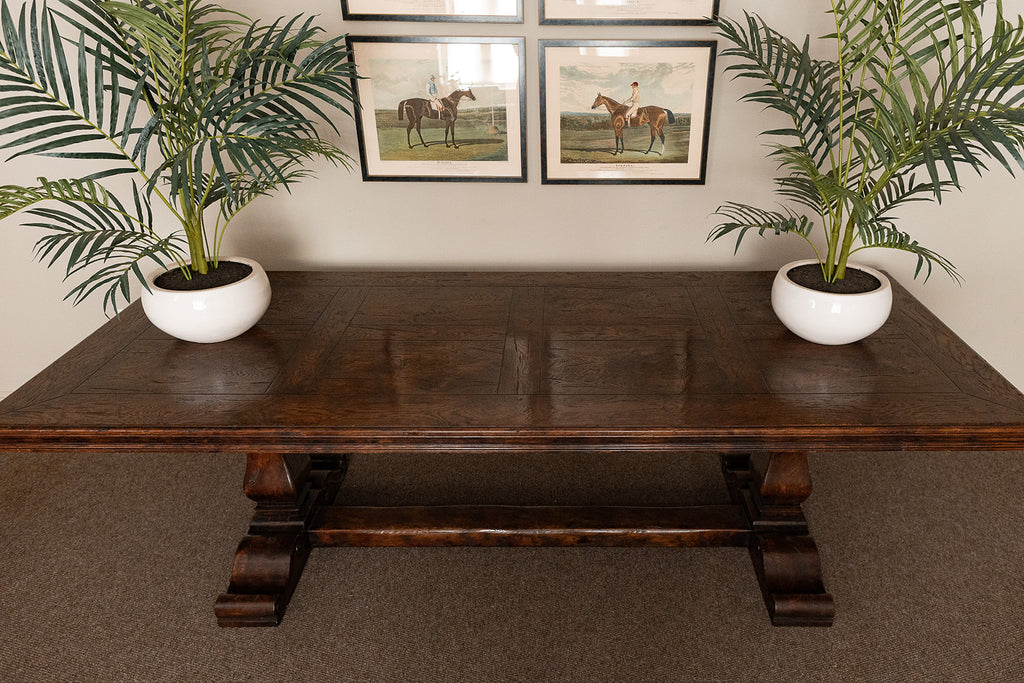 Dining Table, Refectory style with panelled top.