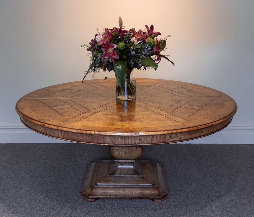 Round Dining Table Handmade Oak & Burr Oak segmented