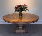 Round Dining Table Handmade Oak & Burr Oak segmented