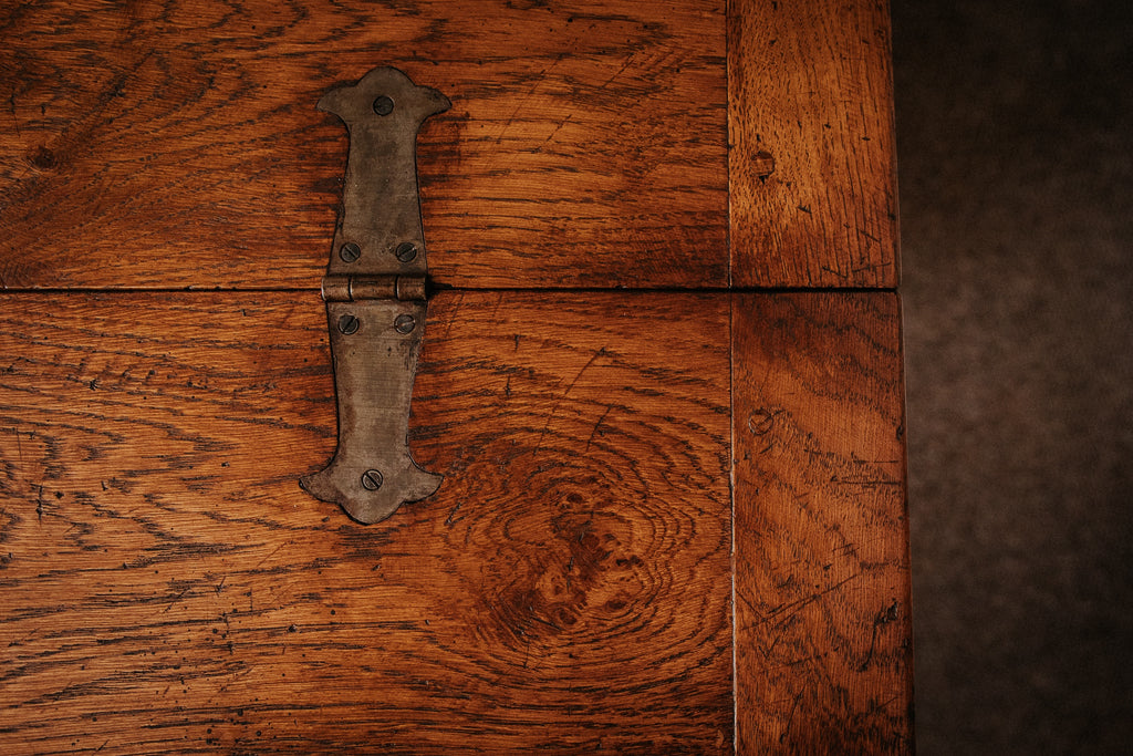 Hall Console Table opening into a dining table, in antiqued oak finish