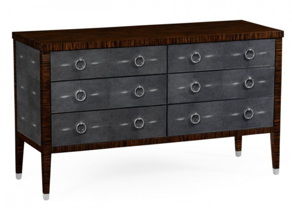 Faux Macassar Ebony & Anthracite Shagreen Double Chest of Drawers