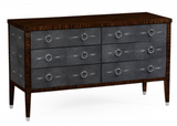 Faux Macassar Ebony & Anthracite Shagreen Double Chest of Drawers