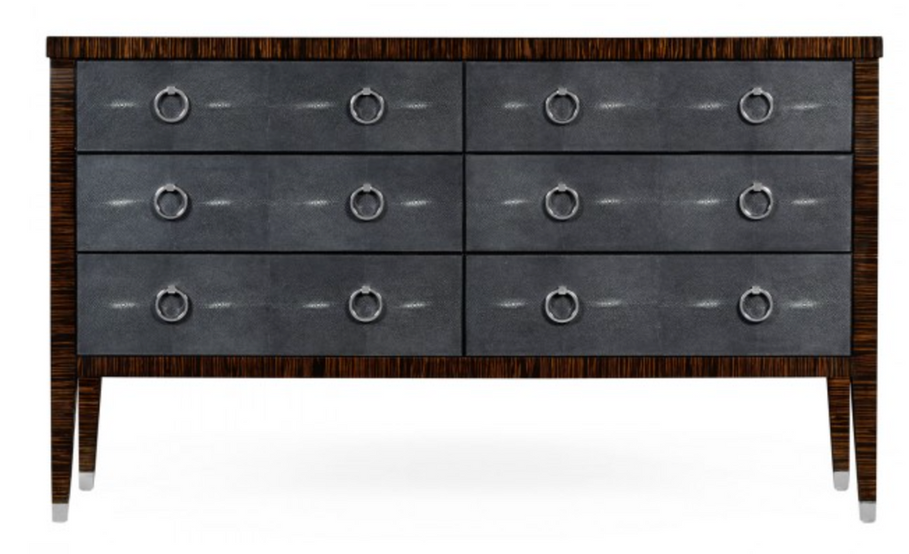 Faux Macassar Ebony & Anthracite Shagreen Double Chest of Drawers