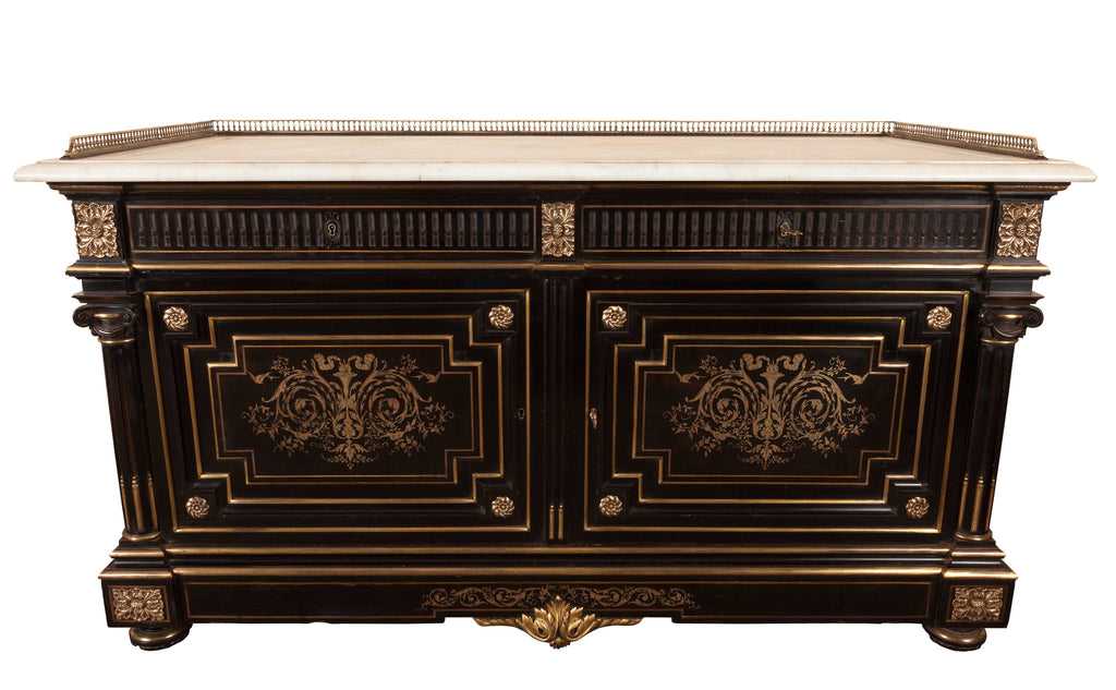 A Superb French Napoleon III Ebony and Gilt Mounted Commode. SALE PRICE: