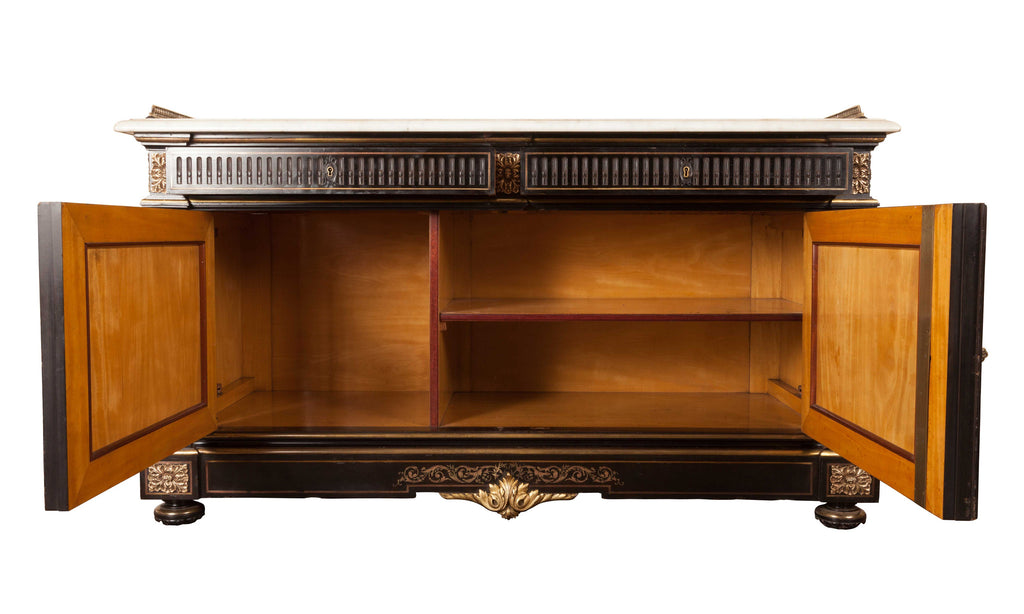 A Superb French Napoleon III Ebony and Gilt Mounted Commode. SALE PRICE: