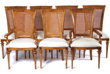 Dining Chairs, Set of 12 Walnut & Ash banded with Bergere Backs.