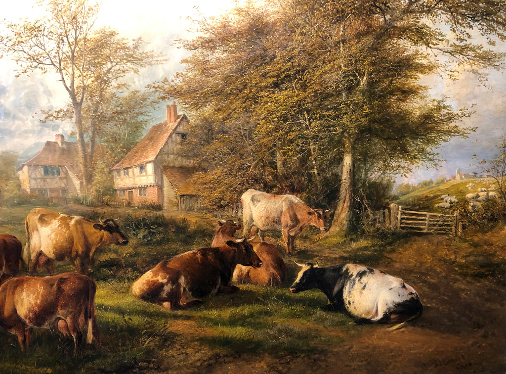 Oil Painting, Landscape by Thomas Sidney Cooper (British, 1803-1902) , Circa 1900,