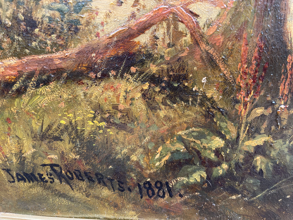 Oil Painting, Large Landscape with Cattle & Mill by James Roberts (fl 1858-1876)