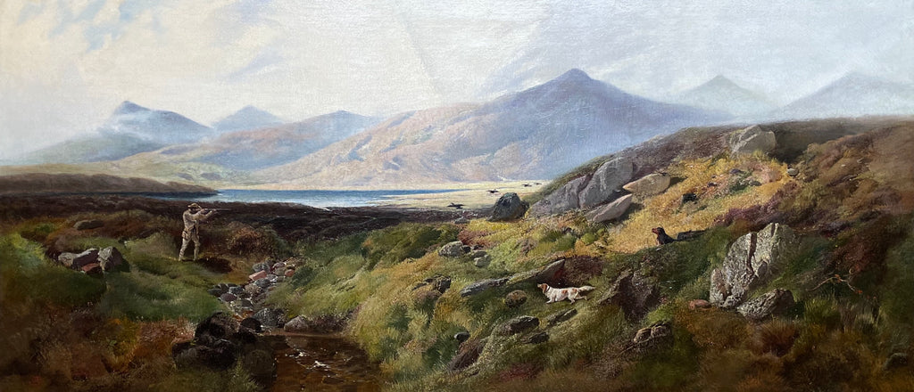 Oil Painting, Shooting Landscape Scene 19th Century