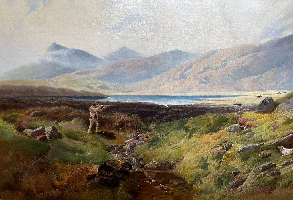 Oil Painting, Shooting Landscape Scene 19th Century