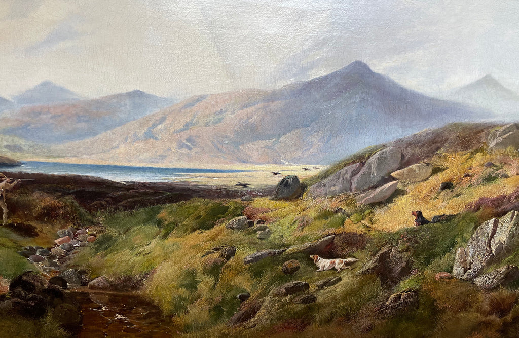 Oil Painting, Shooting Landscape Scene 19th Century