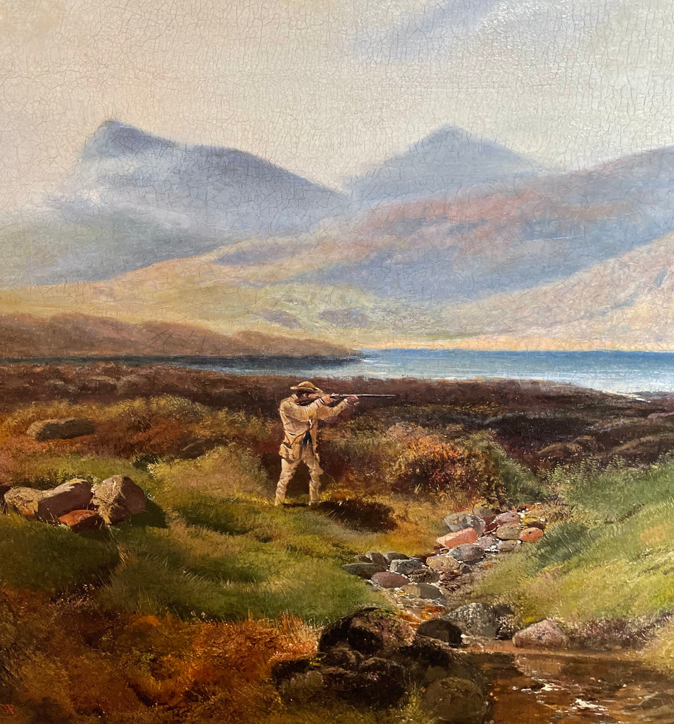 Oil Painting, Shooting Landscape Scene 19th Century