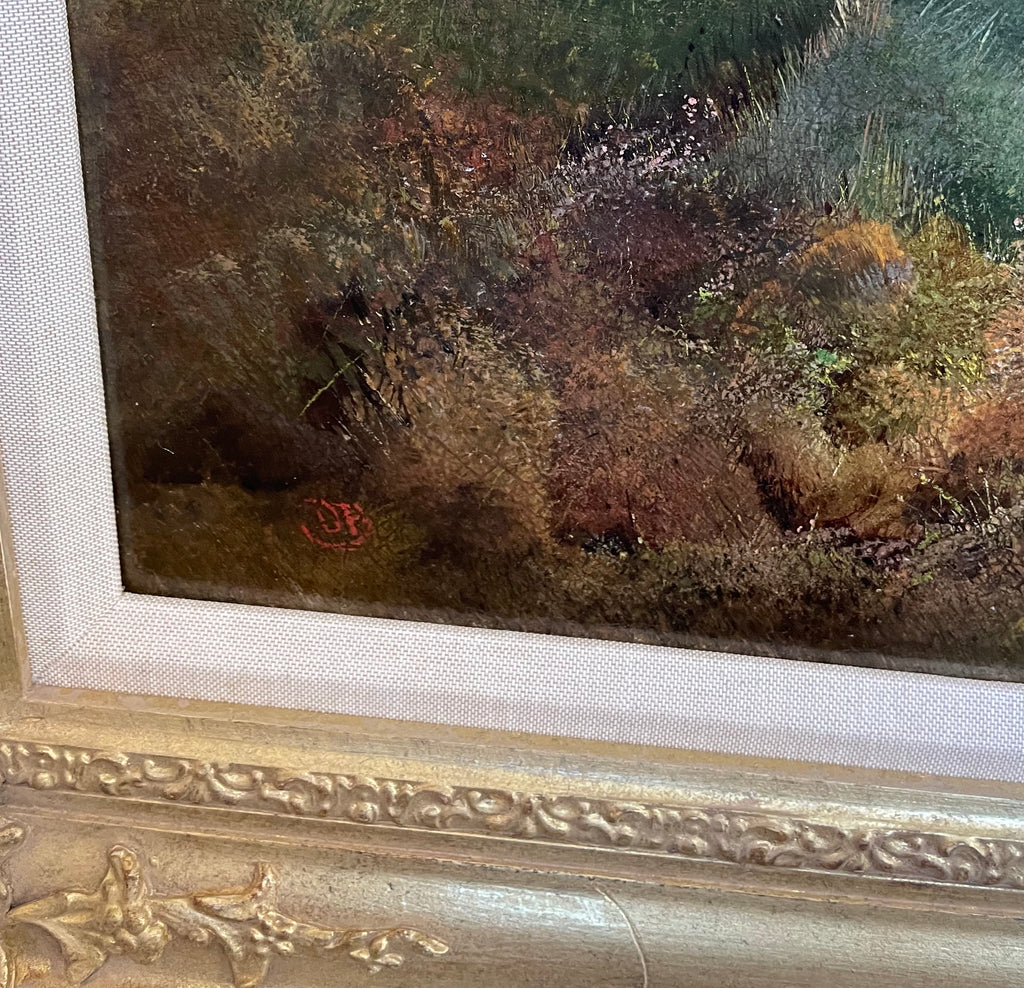 Oil Painting, Shooting Landscape Scene 19th Century