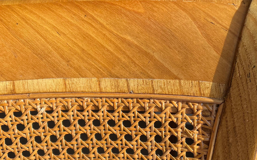 Dining Chairs, Set of 12 Walnut & Ash banded with Bergere Backs.