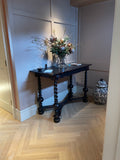 Console or Hall Table Ebony & Honey Antiqued William & Mary design