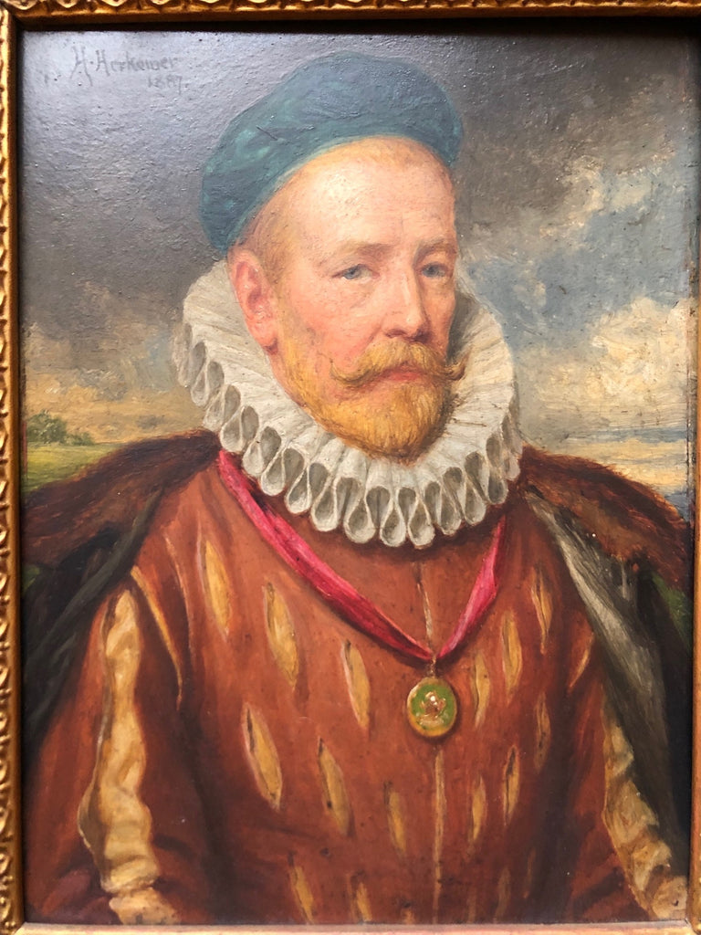 Oil Painting on Panel Portrait By H Herkomer. (England, c. 1887)