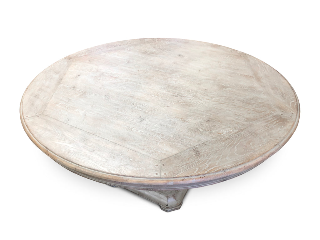 Circular Dining Table in rustic grey finish.