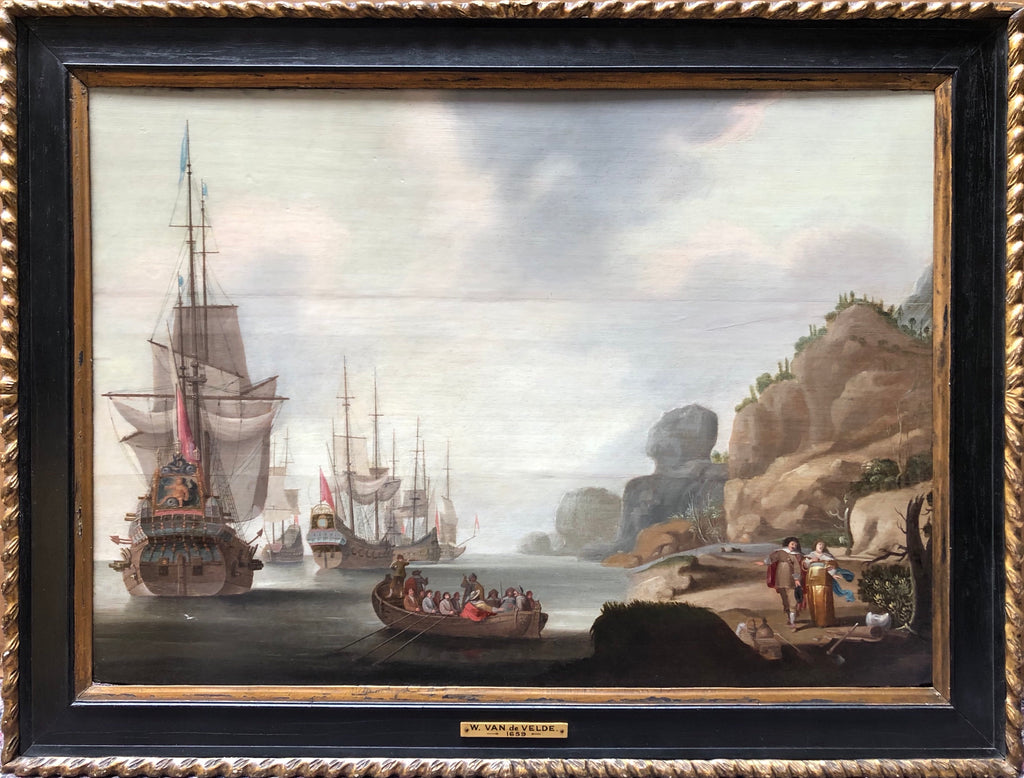 Circle of Adriaen Van Deist Oil Painting,Circle of Adriaen Van Deist, Marine Scene Circa 1680