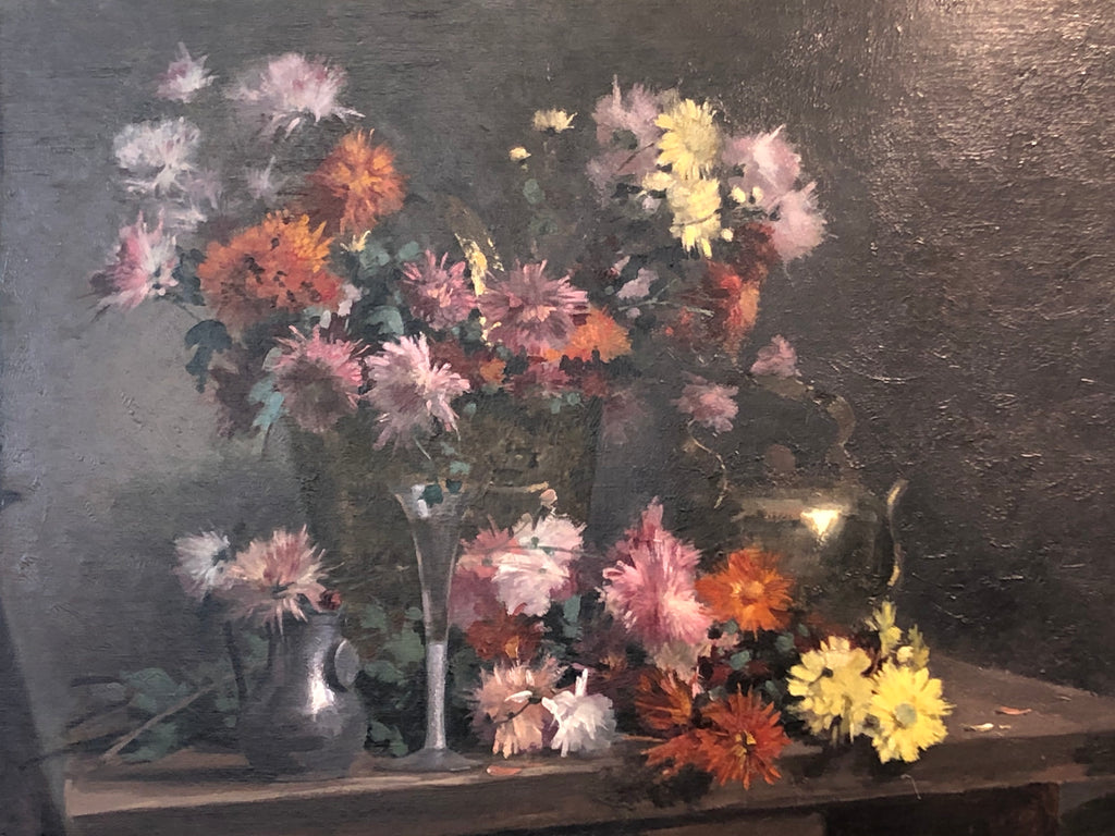 Oil Painting, Still Life Flowers, by Hubert Bellis (Belgium 1871-1902)
