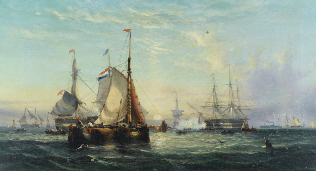 Oil Painting, Seascapes by William Calcott Knell (1830-1876) Pair.