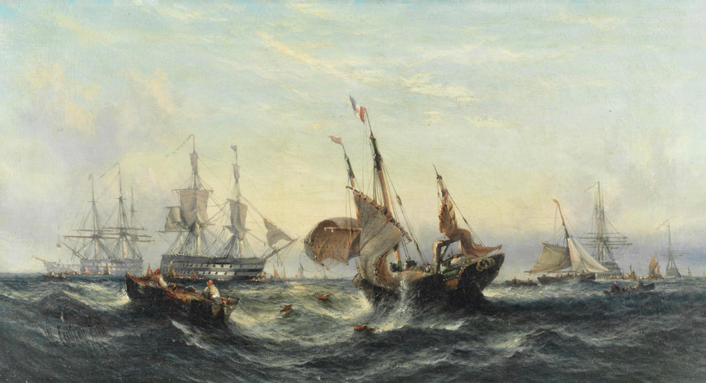 Oil Painting, Seascapes by William Calcott Knell (1830-1876) Pair.