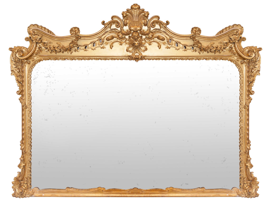 x SOLD : Large 19th Century Ornate Gilt Overmantle Mirror