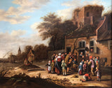 Oil painting Circle of Nicolaes Molenaer (Dutch 1630-1676) Village scene. SALE PRICE: