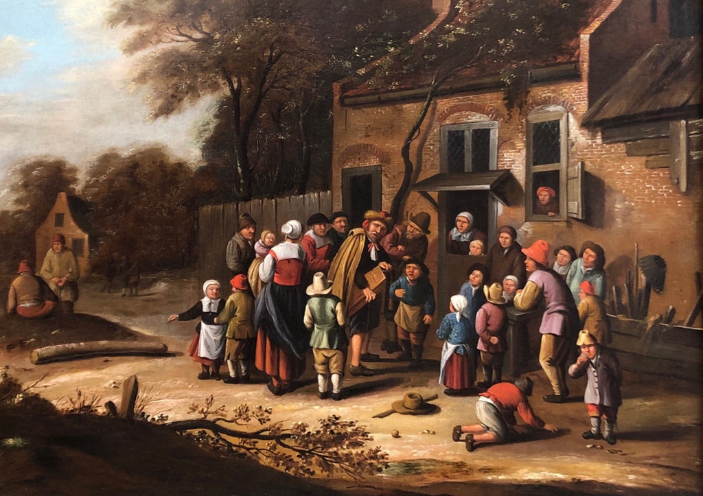 Oil painting Circle of Nicolaes Molenaer (Dutch 1630-1676) Village scene. SALE PRICE: