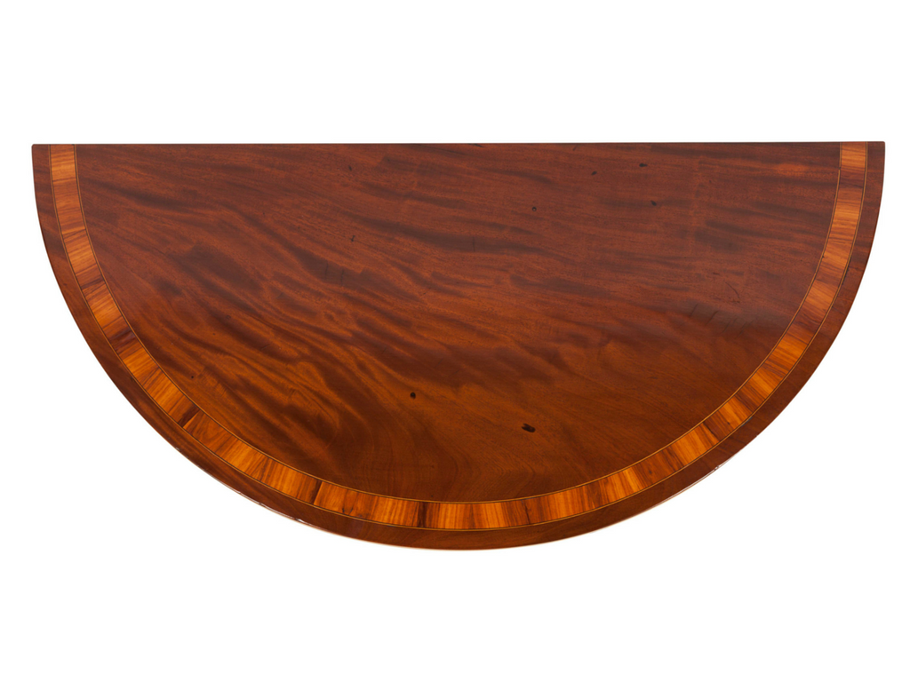 x SOLD: Pair of George III Mahogany Demi Lune Console Tables