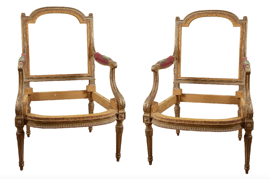 x SOLD : Very Fine Pair of Early 19th Century French Gilded Fauteuils