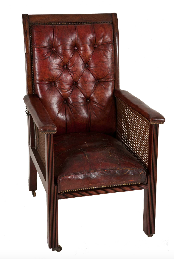 antique ox blood leather button back desk chair