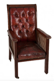 antique ox blood leather button back desk chair
