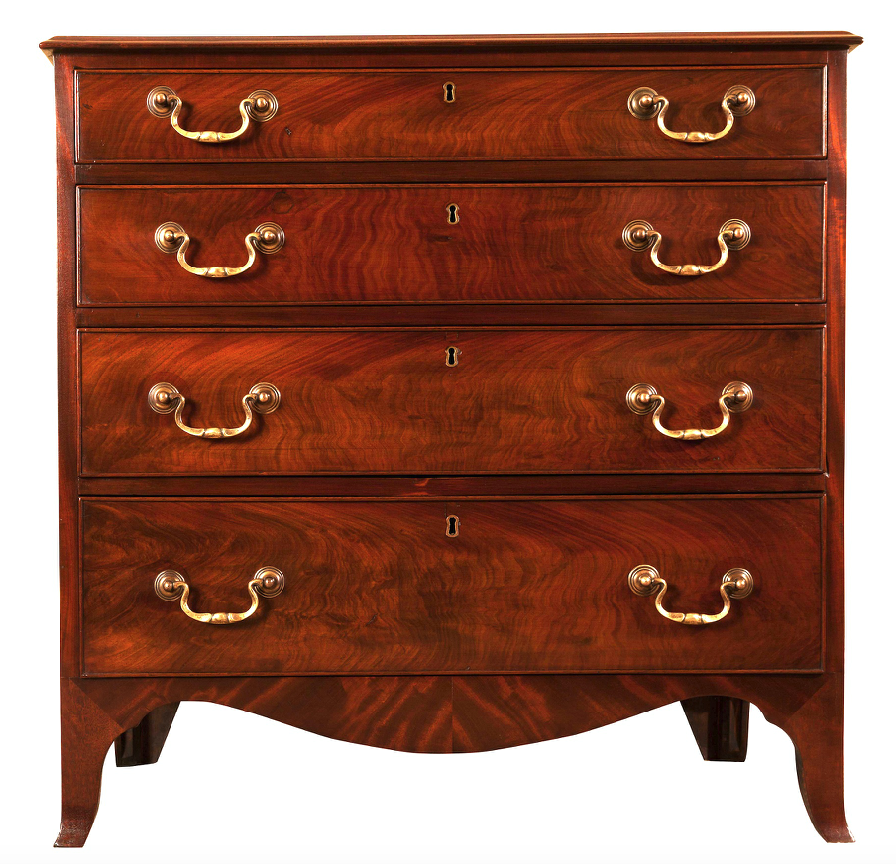 A small and handsome antique mahogany chest of drawers