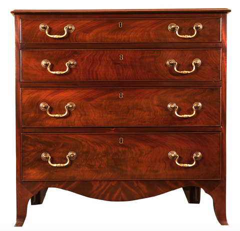 A small and handsome antique mahogany chest of drawers 