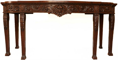 x SOLD: A Handsome Chippendale Revival Mahogany Breakfront Serving Table
