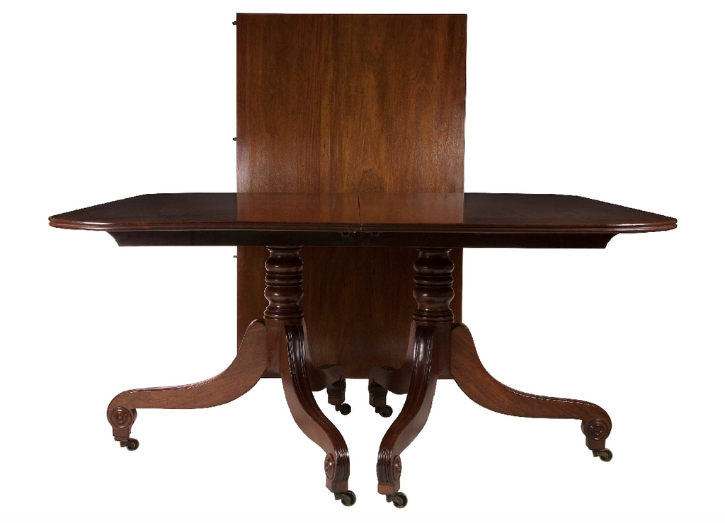 x SOLD : William IV Twin Pedestal Mahogany Dining Table
