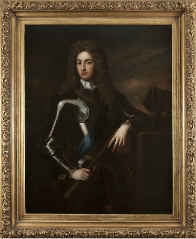 Antique portrait of a gent in armour by Godfrey Kneller