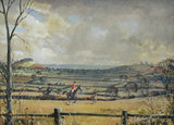 Hunting Gouache/watercolour by Graham Smith, "Fishponds Spinney Nevill holt"