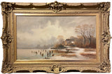 Oil Painting "Winter Skating Scene" by Anton Doll (1826-1877)
