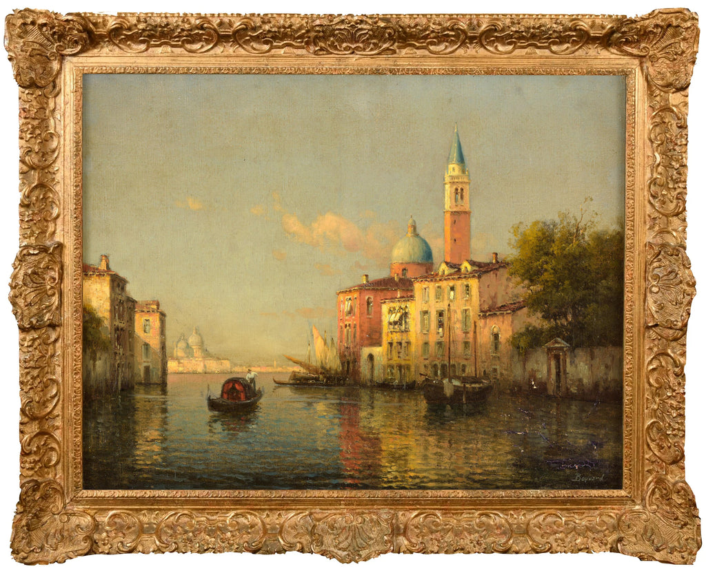 Oil painting by Antoine Bouvard "The Grand Canal Venice, view of San Giorgio Maggiore"