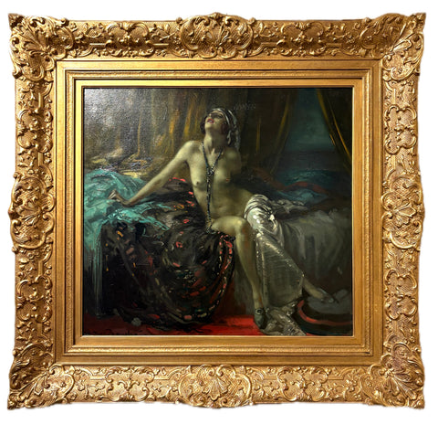 Oil painting, Nude by Arnulf De Bouche circa 1910.