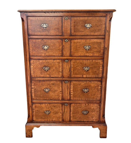Bespoke burr oak chest of drawers / tallboy in period style
